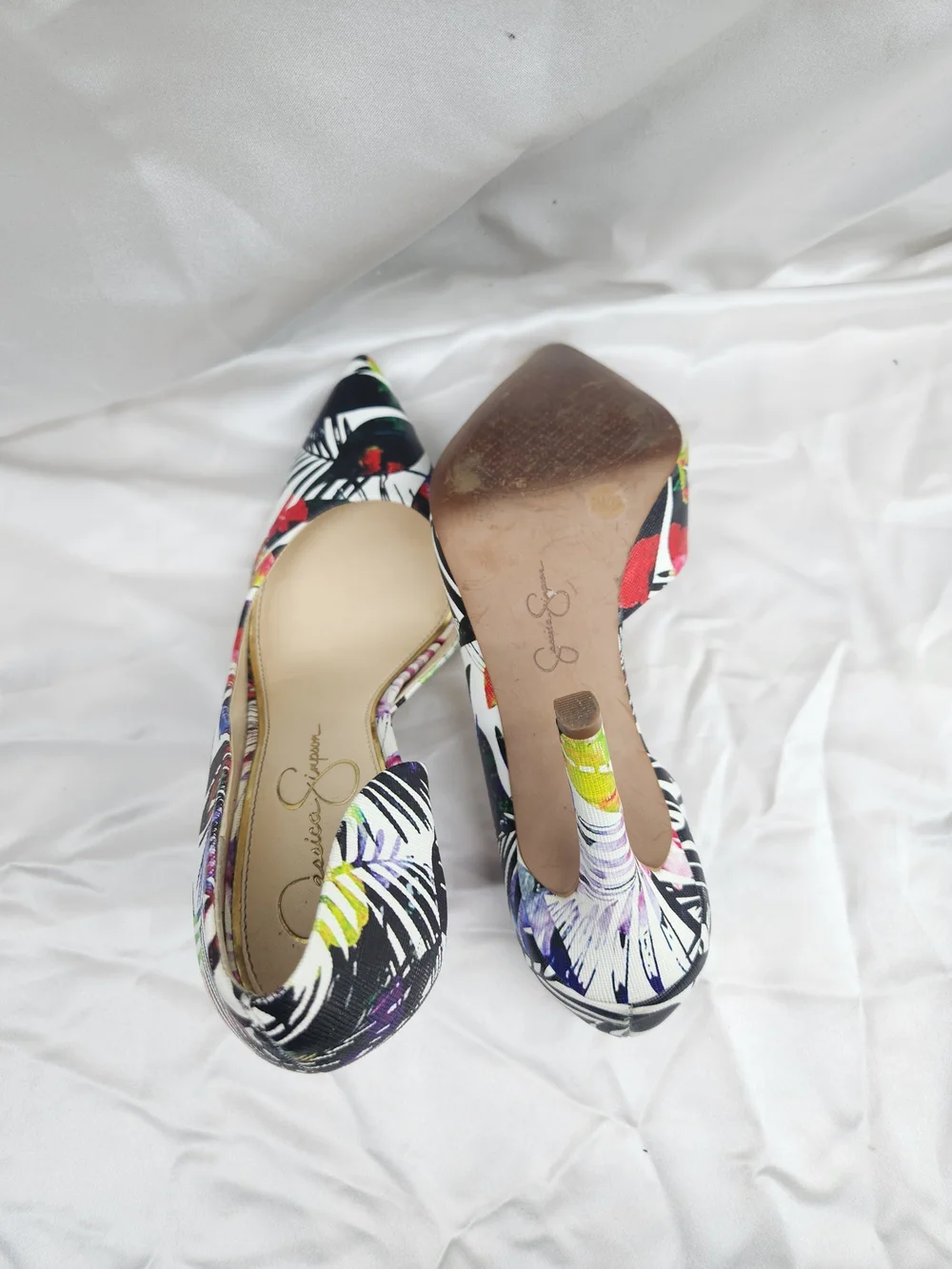 Jessica Simpson Black Multi Tropical D'Orsay Pointed Heels
